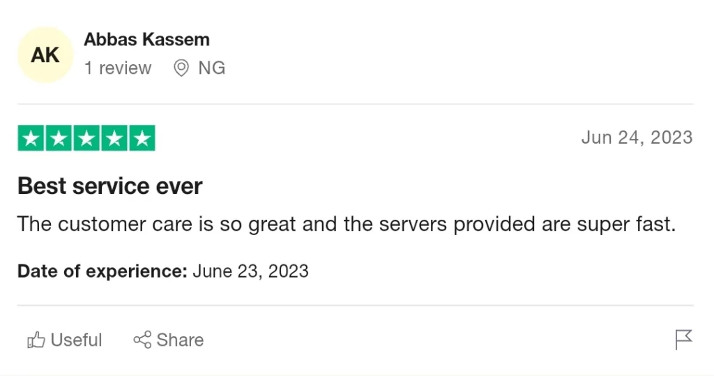 Customer review from Toronto