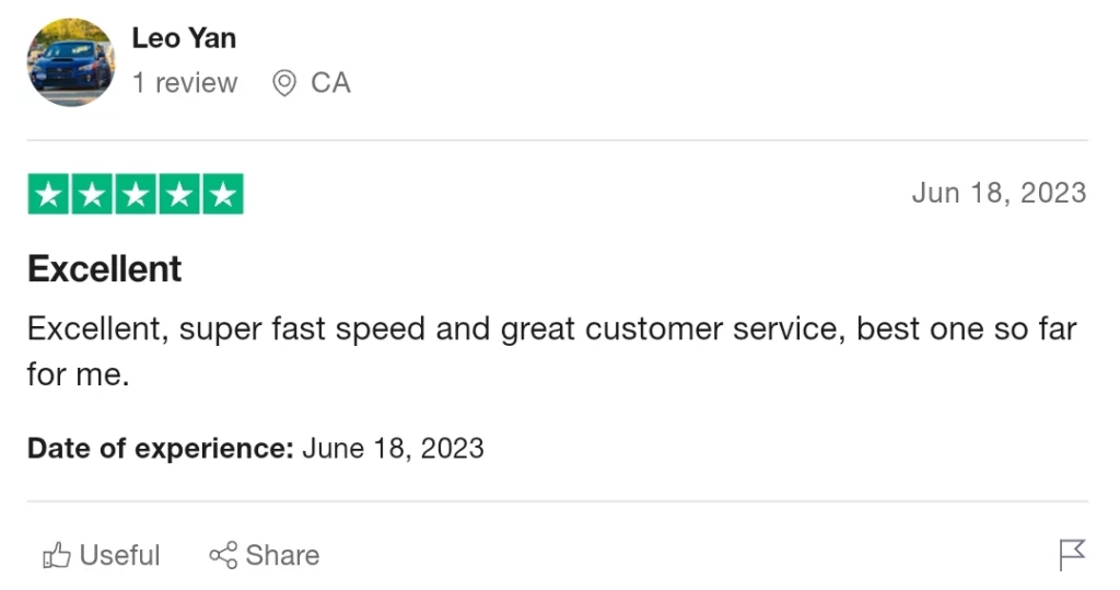 Customer review from Montreal